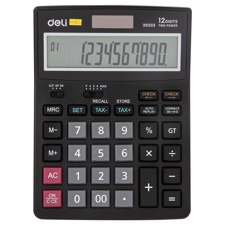 Calculadora Mediana de 12 Dígitos, Negra - Deli Smart 39203