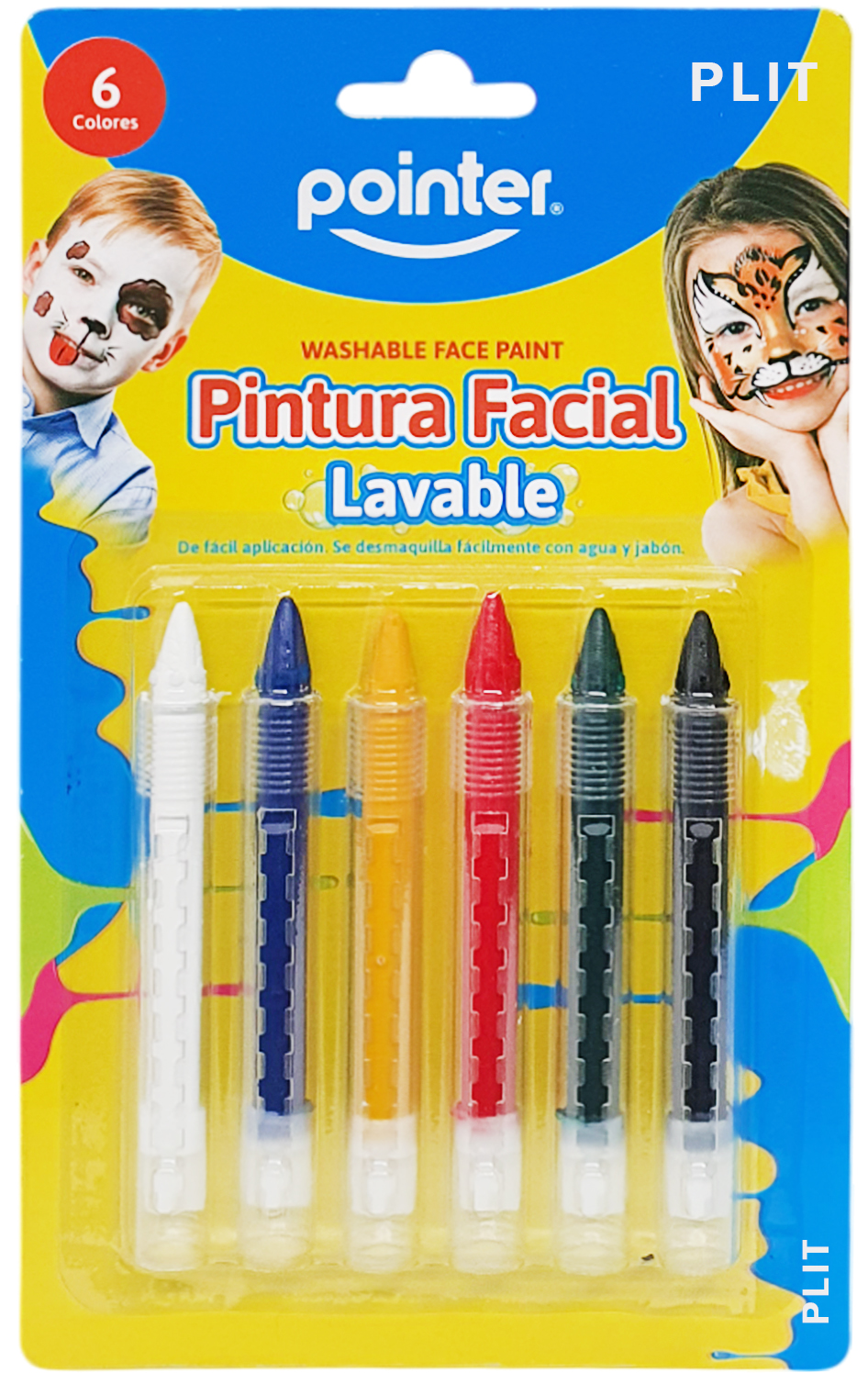 Crayones de Pintura Facial Lavables para Niños, 6 Colores