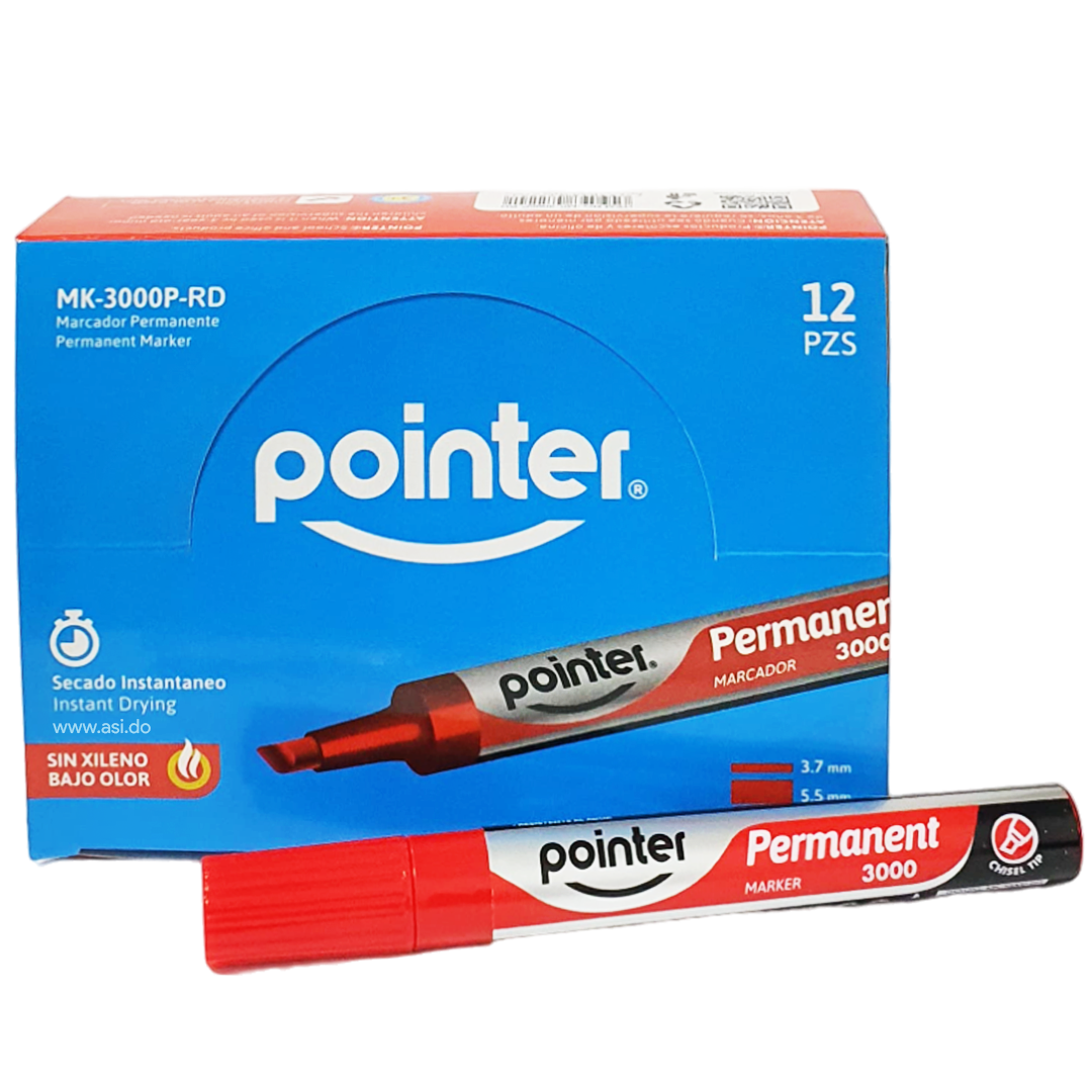 Marcador Permanente Grueso, Rojo - Pointer MK-3000P