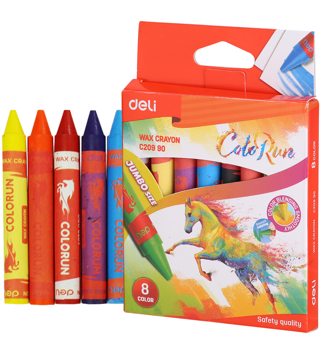 Crayones Gruesos para Colorear 8 pcs -  Deli Color Run C20990