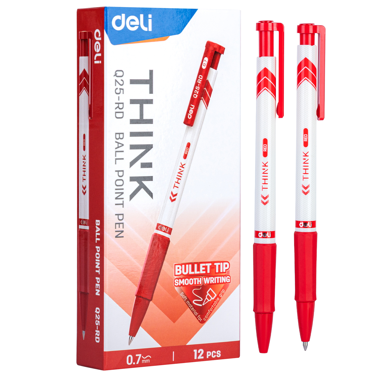 Bolígrafo Ball Point Pen 0.7mm, Rojo - Deli Think Q25
