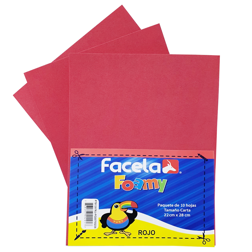 Foamy Liso 9" x 12", Color Rojo, 10 Hojas