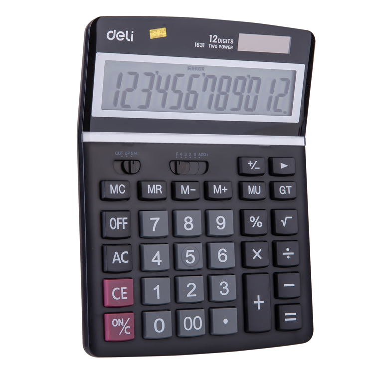 Calculadora Grande de 12 Dígitos, Negra - Deli Smart E1631