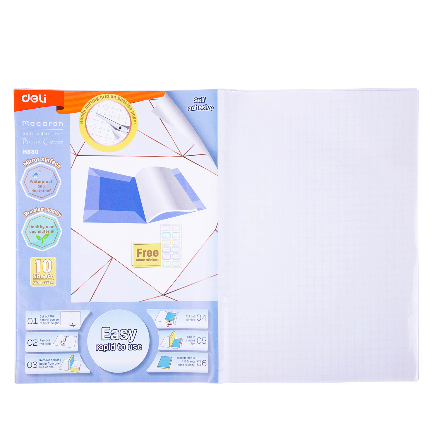 Lámina Plástica Adhesiva para Forrar Libros, 10 pcs