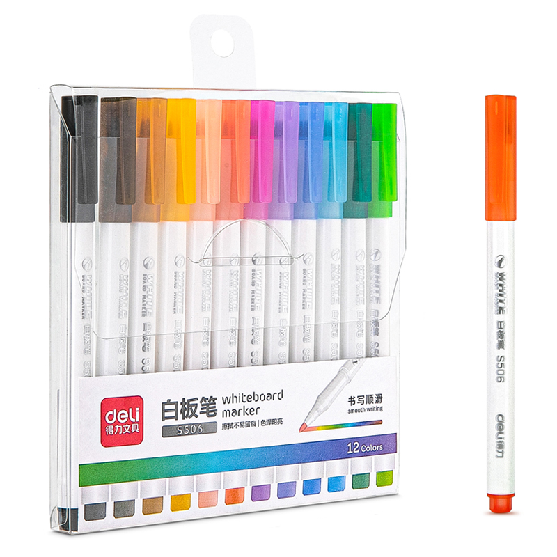 Marcadores Punta Fina de Colores para Pizarra, 12 pcs