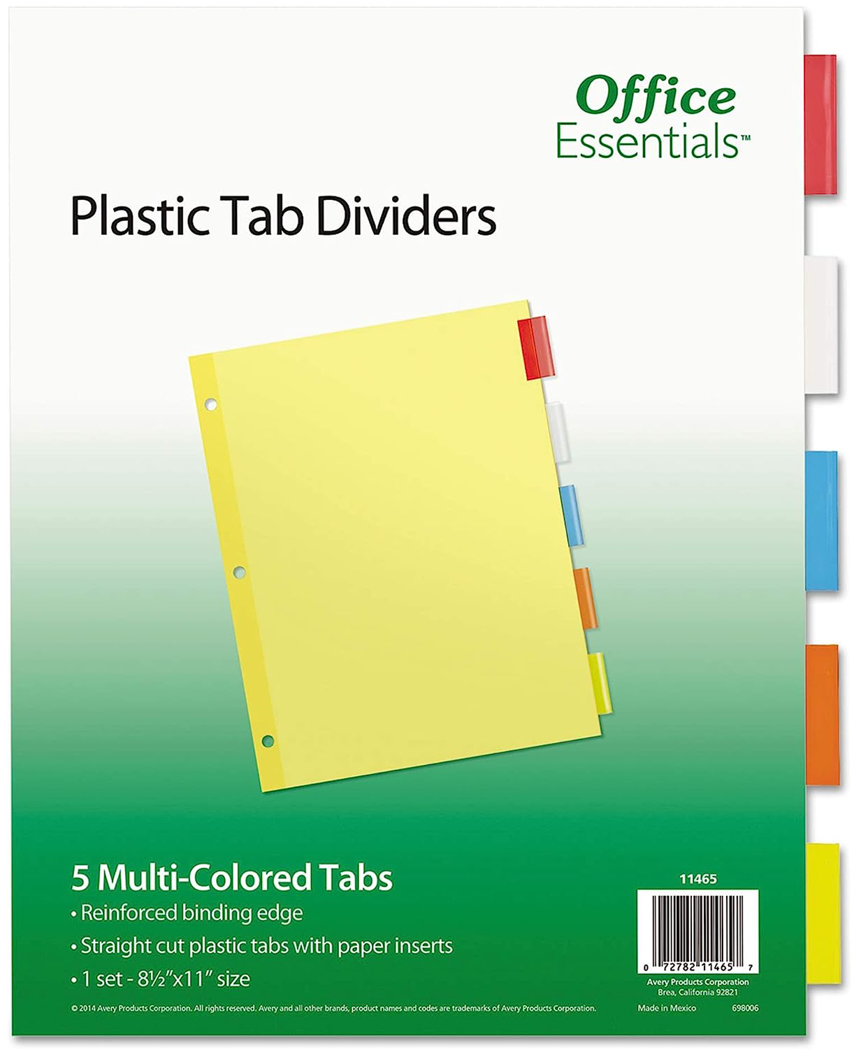 Separador para Carpeta de 5 Pestañas, Amarillo