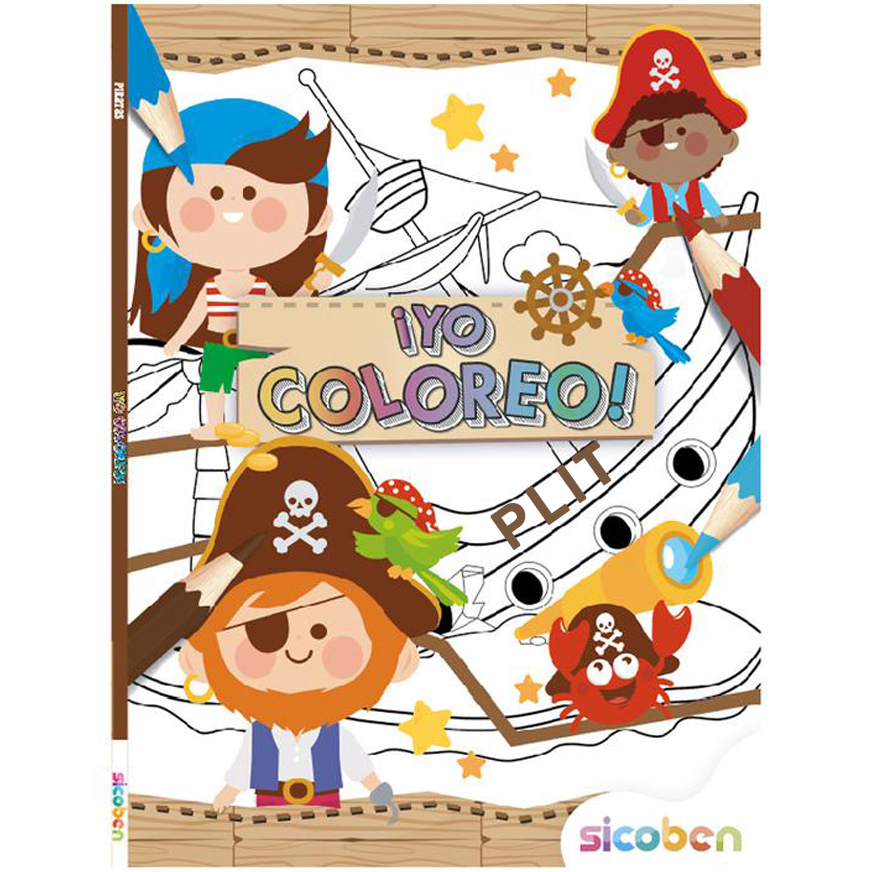 Libro Infantil para Colorear Dibujos Piratas - Sicoben Yo Coloreo 180136