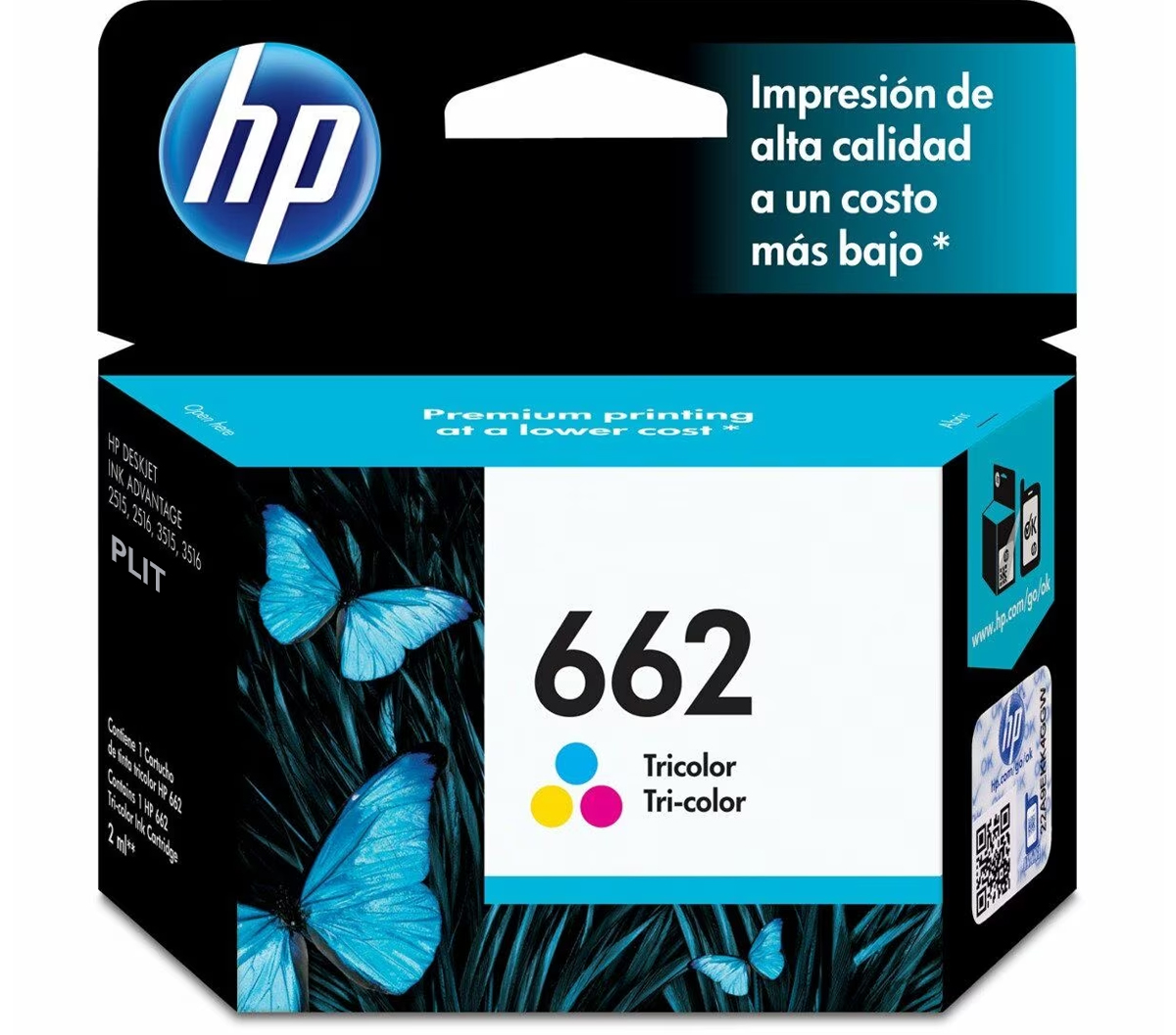 ORIGINAL: Cartucho de Tinta HP 662 (CZ104AL) Tri-color