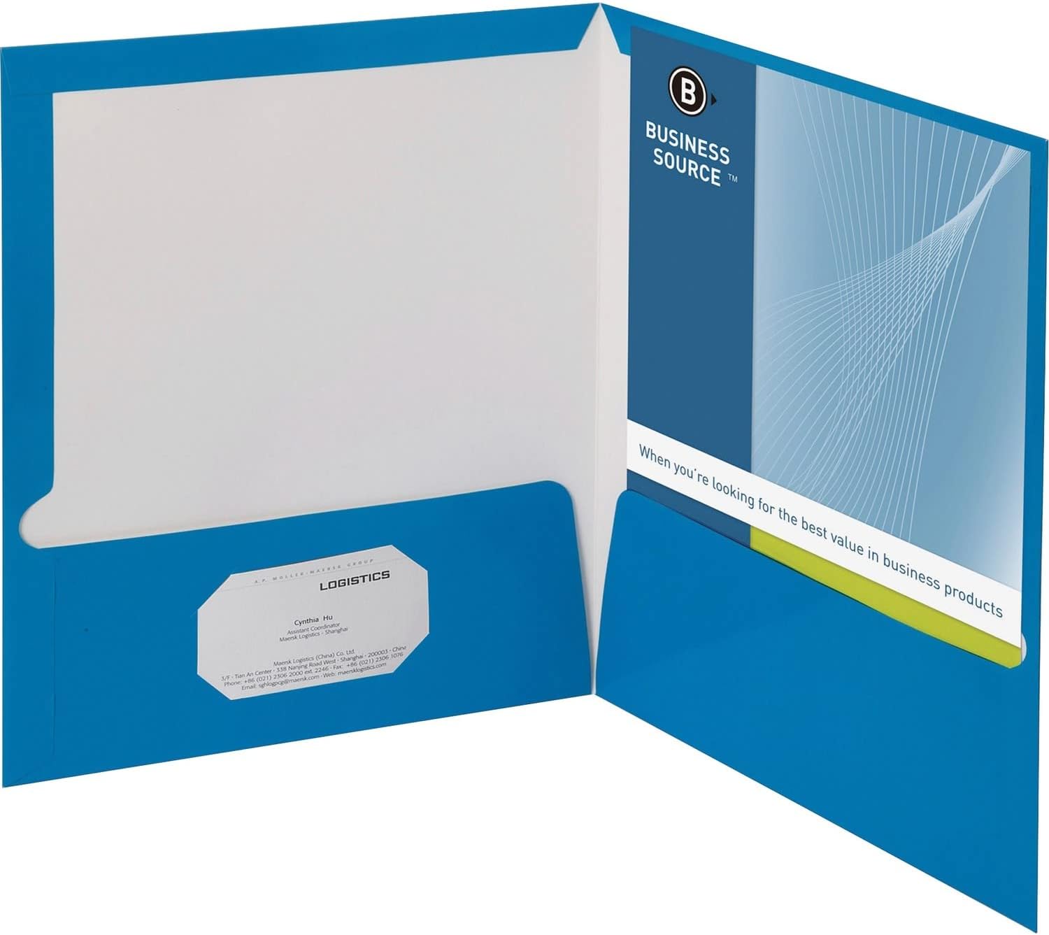 Folders Satinado con Bolsillos, Azul Cielo - Business Source BSN-44423