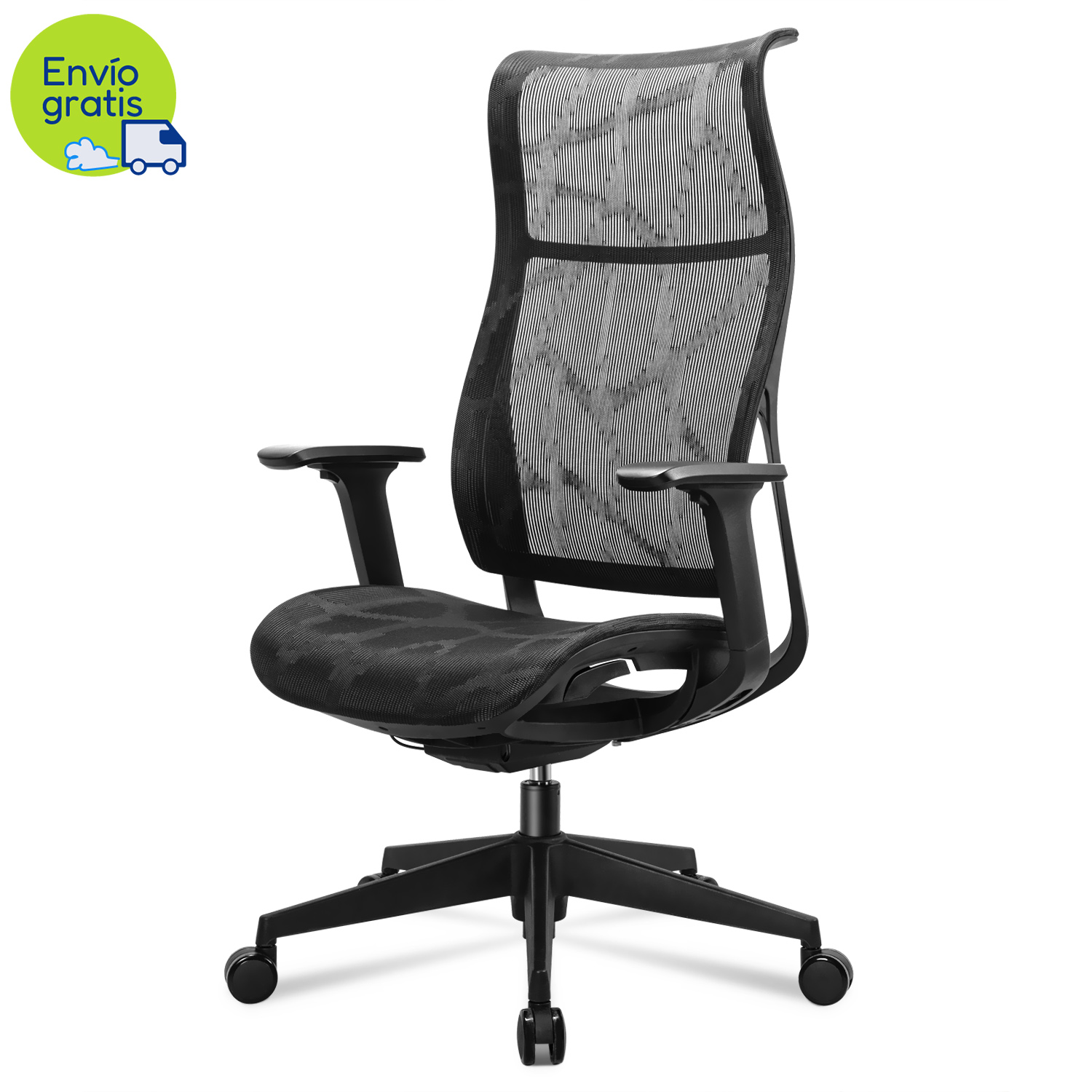 Silla Ejecutiva de Espaldar Alto en Malla, Negro - Deli 91004