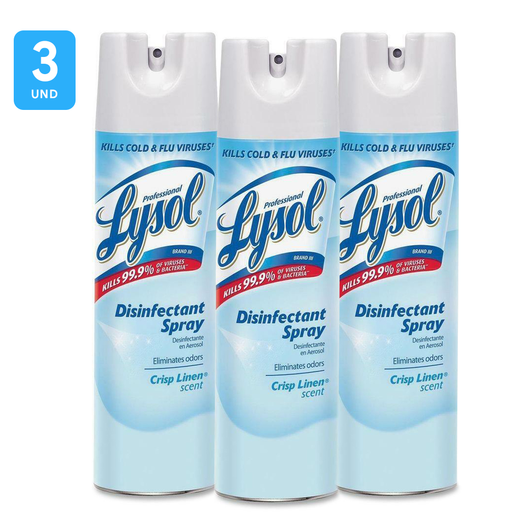 Desinfectante en Spray 563 ml Lysol Crisp Linen, 3 pcs