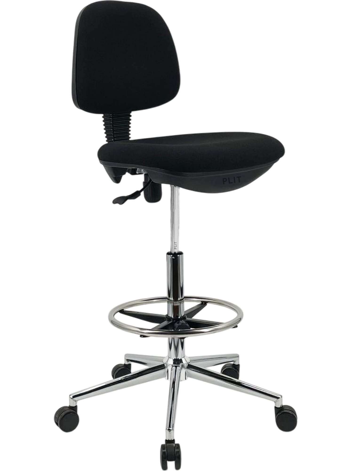 Silla de Cajero con Base de Metal y Ruedas para Banca, Negra