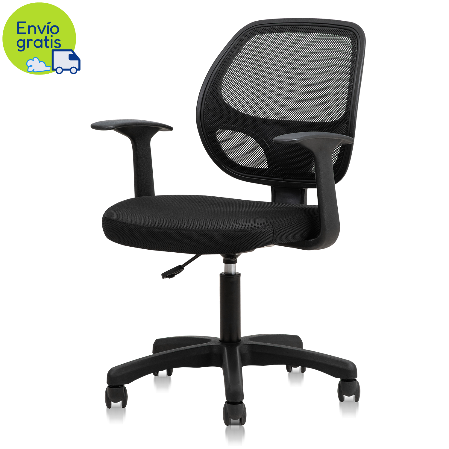 Silla Secretarial con Brazos, Negra - Deli