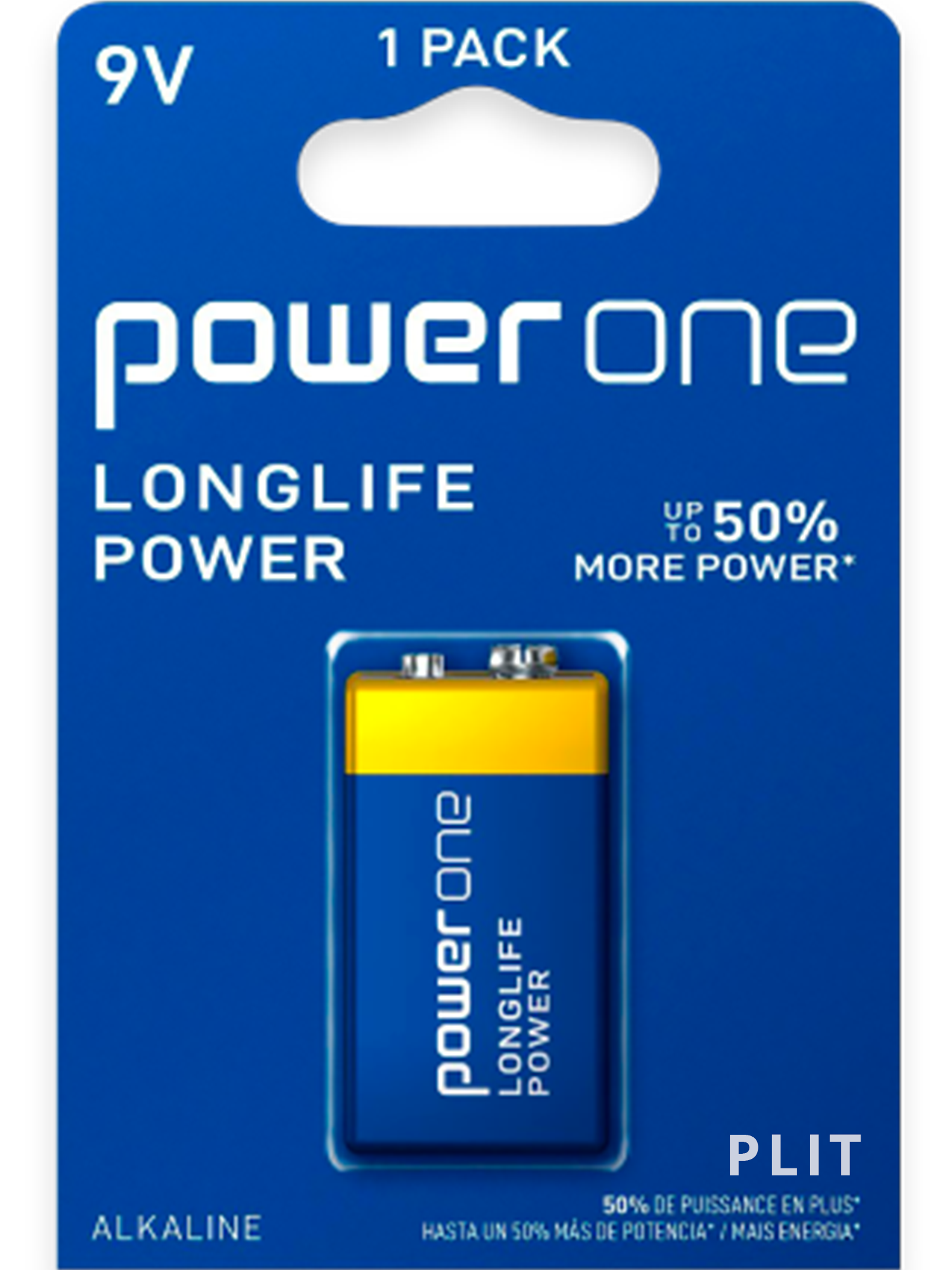 Pila Cuadrada de 9V, Batería Alcalina Power One Longlife Power P-9V/1