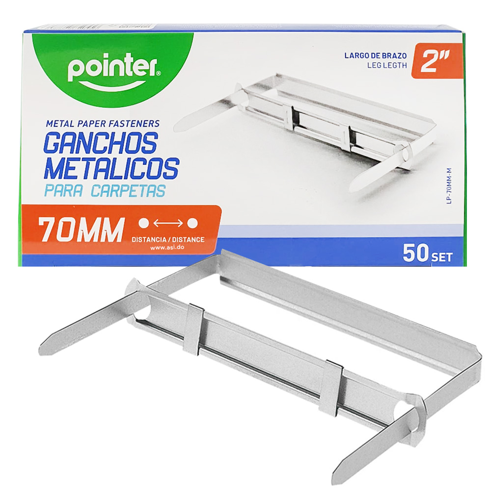 Ganchos para Folders Metálicos 70mm, 50 Set - Pointer LP-70MM-M