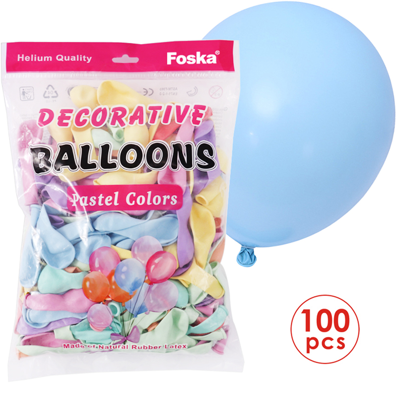Vejigas Party Balloons #12 Pastel Macaron para Globos de cumpleaños, eventos y decoraciones, 100 pcs