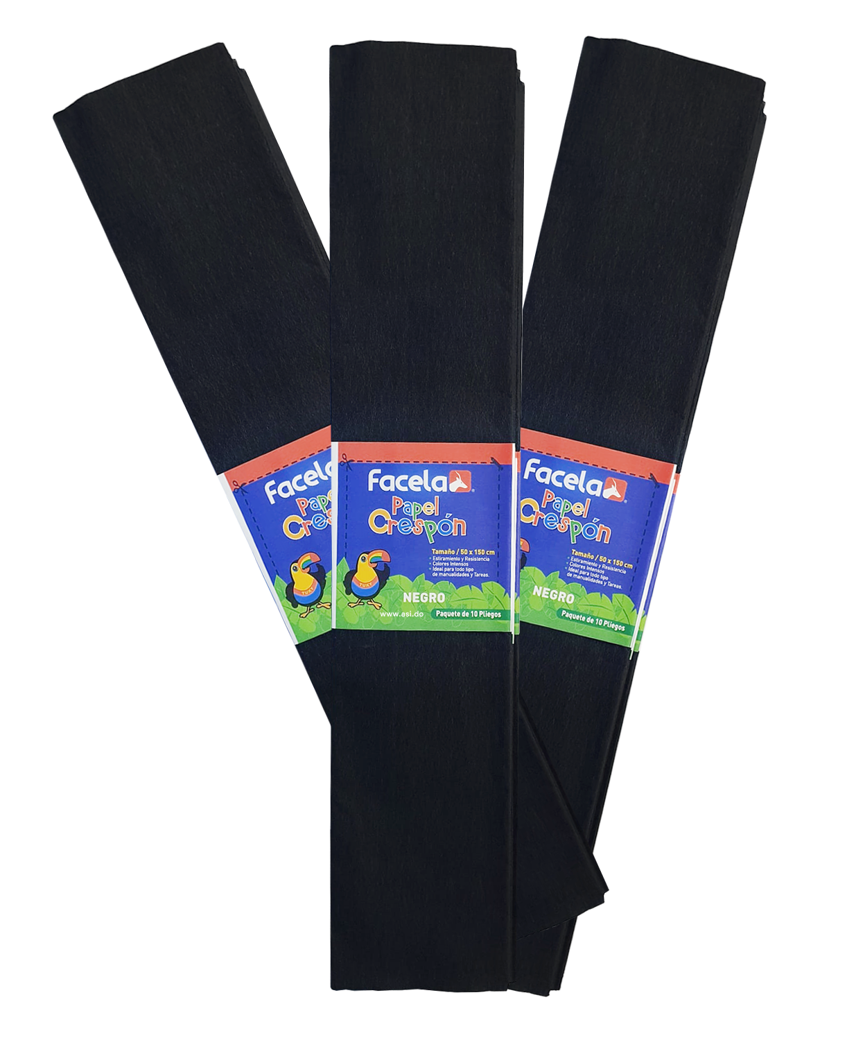 Papel Crepé Negro, 150 cm - 10 pcs