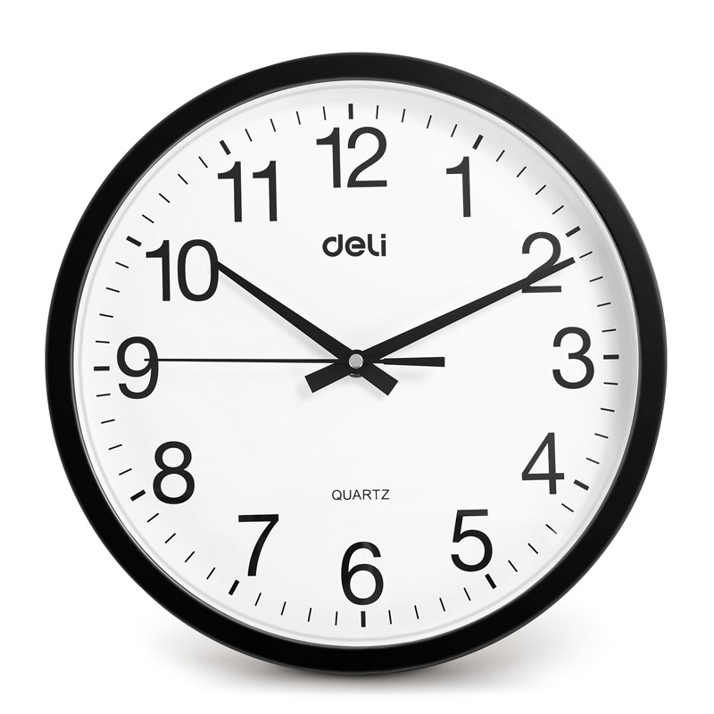 Reloj de Pared Clásico Redondo, Negro