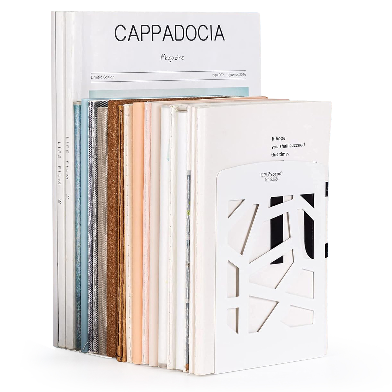 Organizador Sujeta Libros Metálico, Blanco - Deli 9268