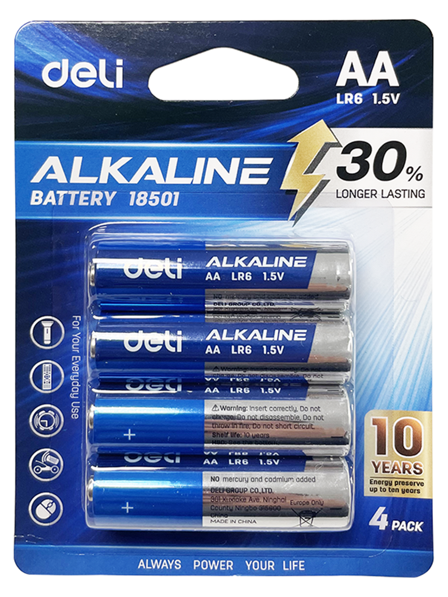 Batería Alcalina AA, 4 pcs - Deli LR6