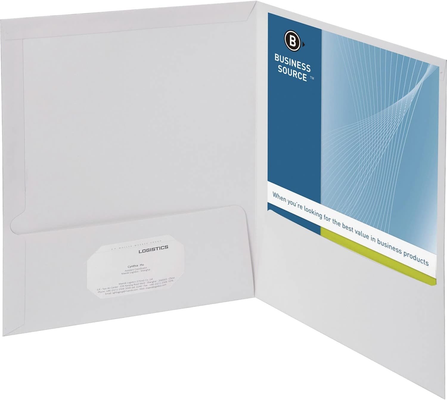 Folders Satinado con Bolsillos, Blanco - Business Source BSN-44424