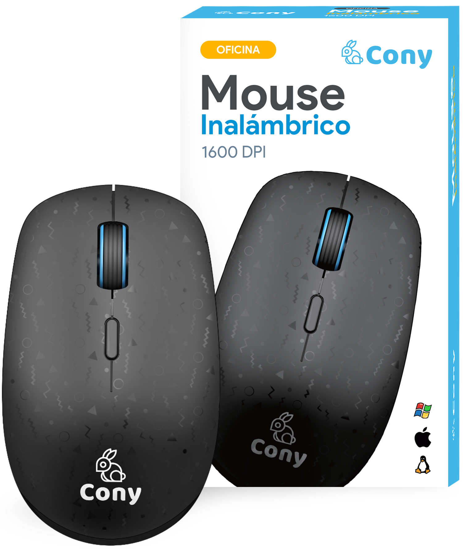 Mouse Inalámbrico Cony 2.4 Ghz, 1600 DPI