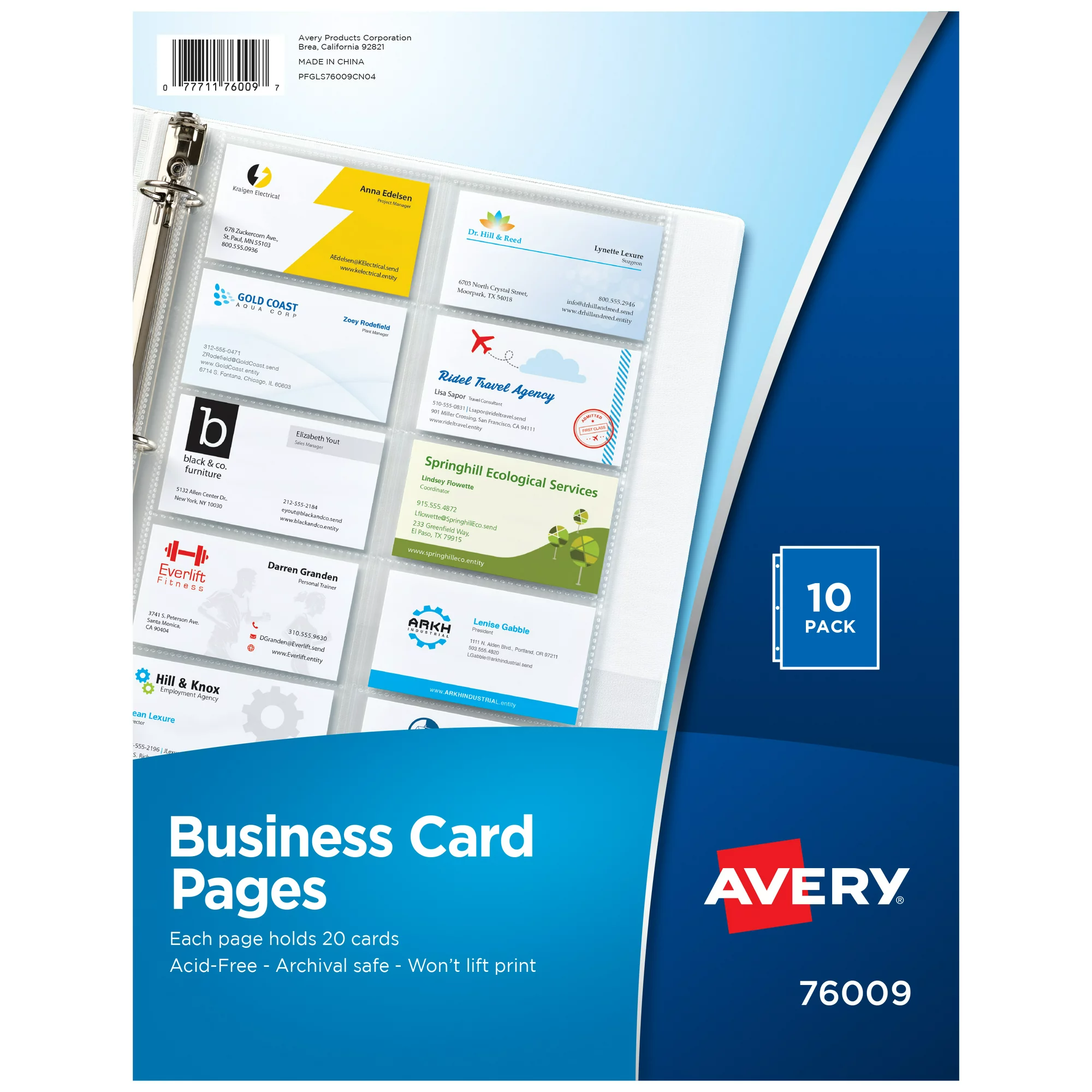 Protector Porta Tarjeta para Carpeta, 10 pcs - Avery 76009
