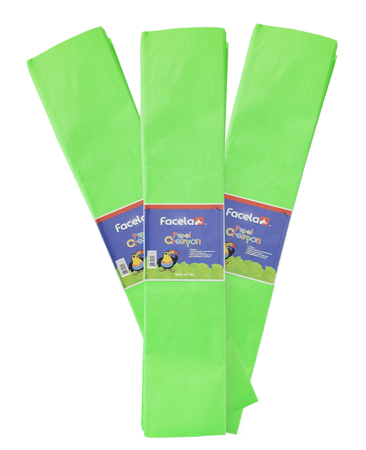 Papel Crepé Verde Neon, 150 cm - 10 pcs