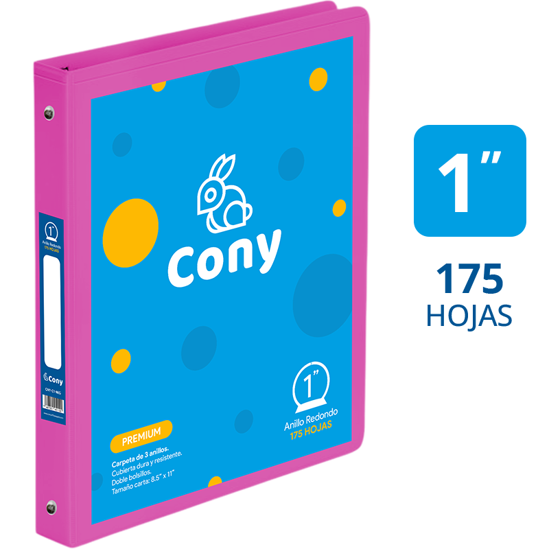 Carpeta Cony 1" con Cover, Rosada