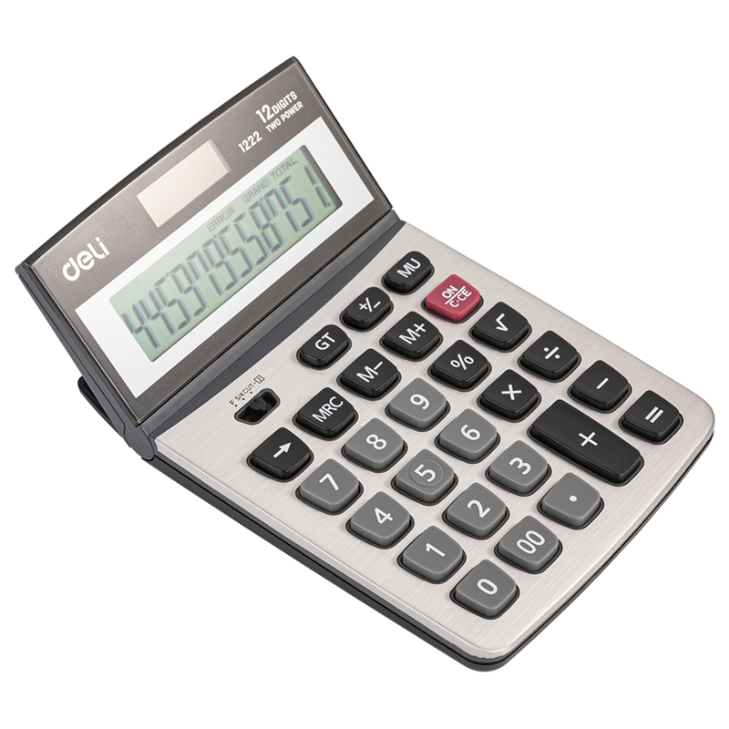Calculadora Pequeña de 12 Dígitos con Panel Metálico - Deli Core 1222