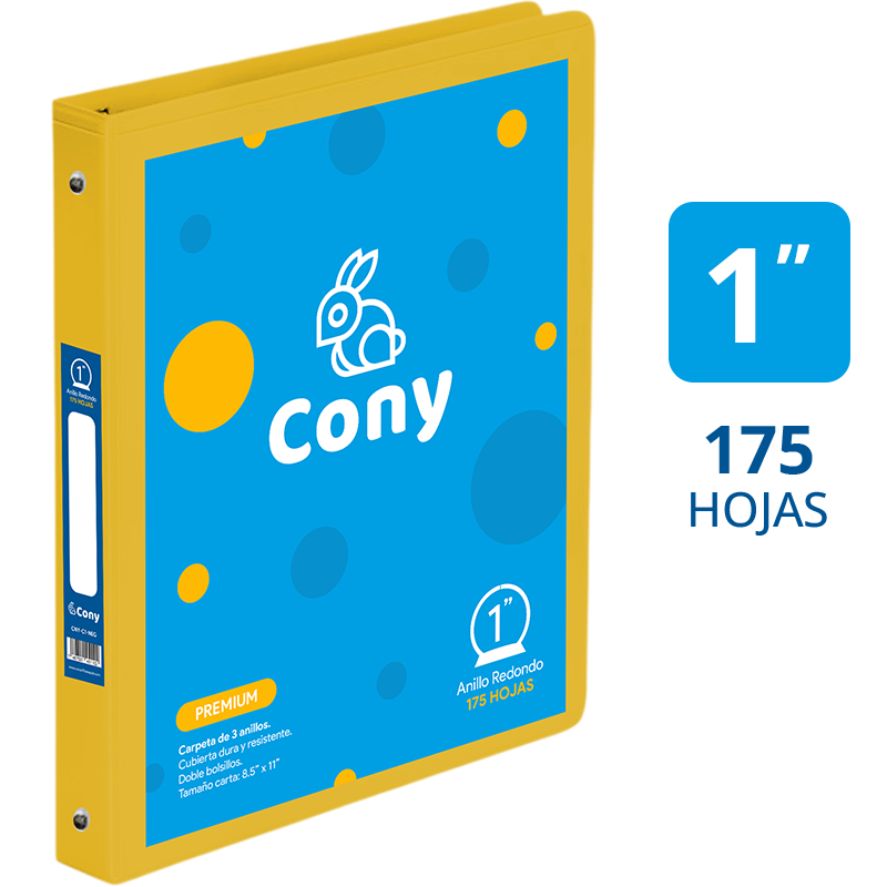 Carpeta Cony 1" con Cover, Amarilla Aguilucho