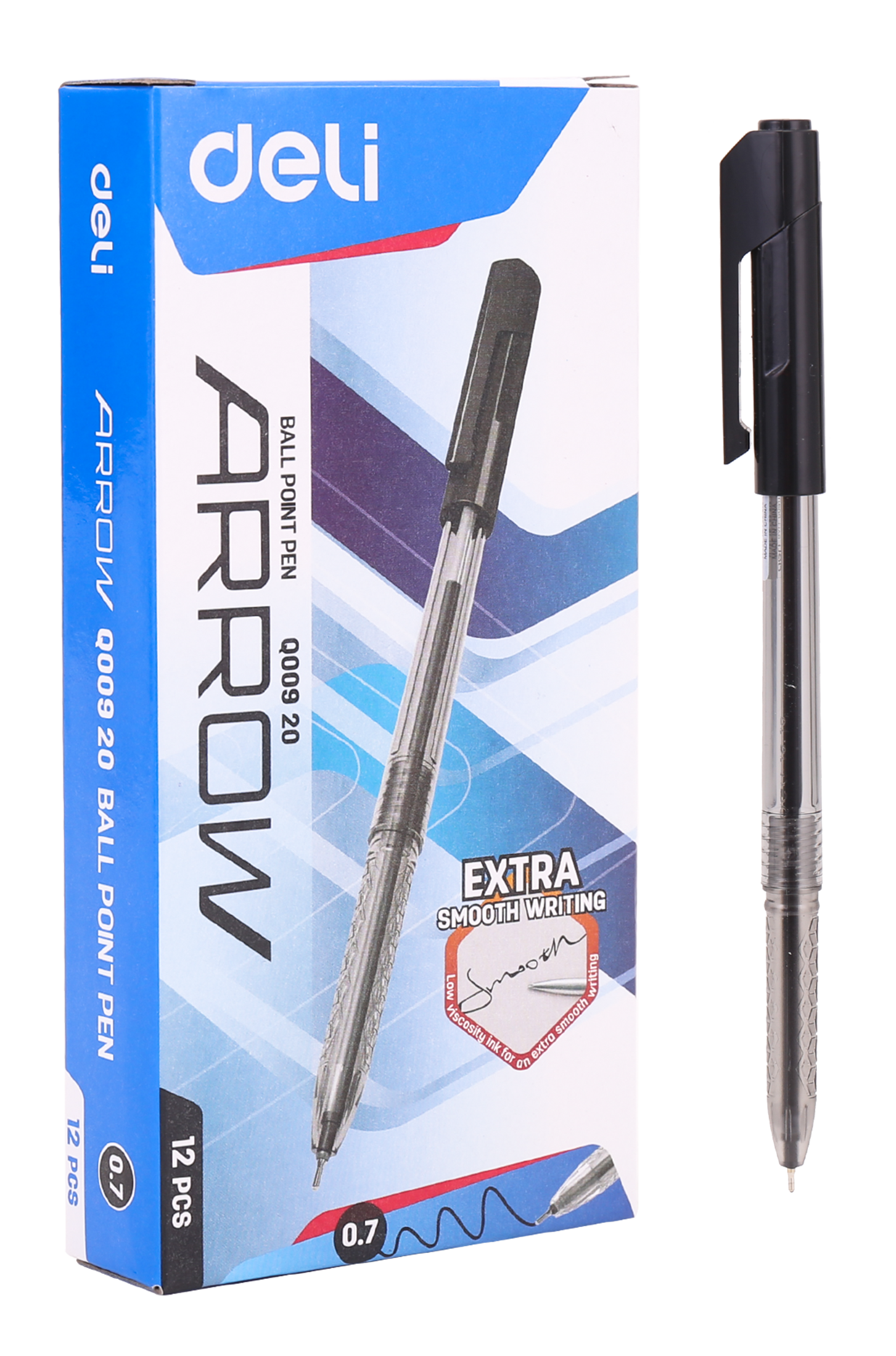 Bolígrafo Deli Arrow 0.7 mm Negro, 12 Unidades
