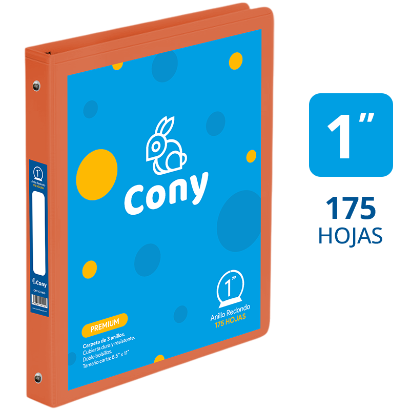 Carpeta Cony 1" con Cover, Naranja