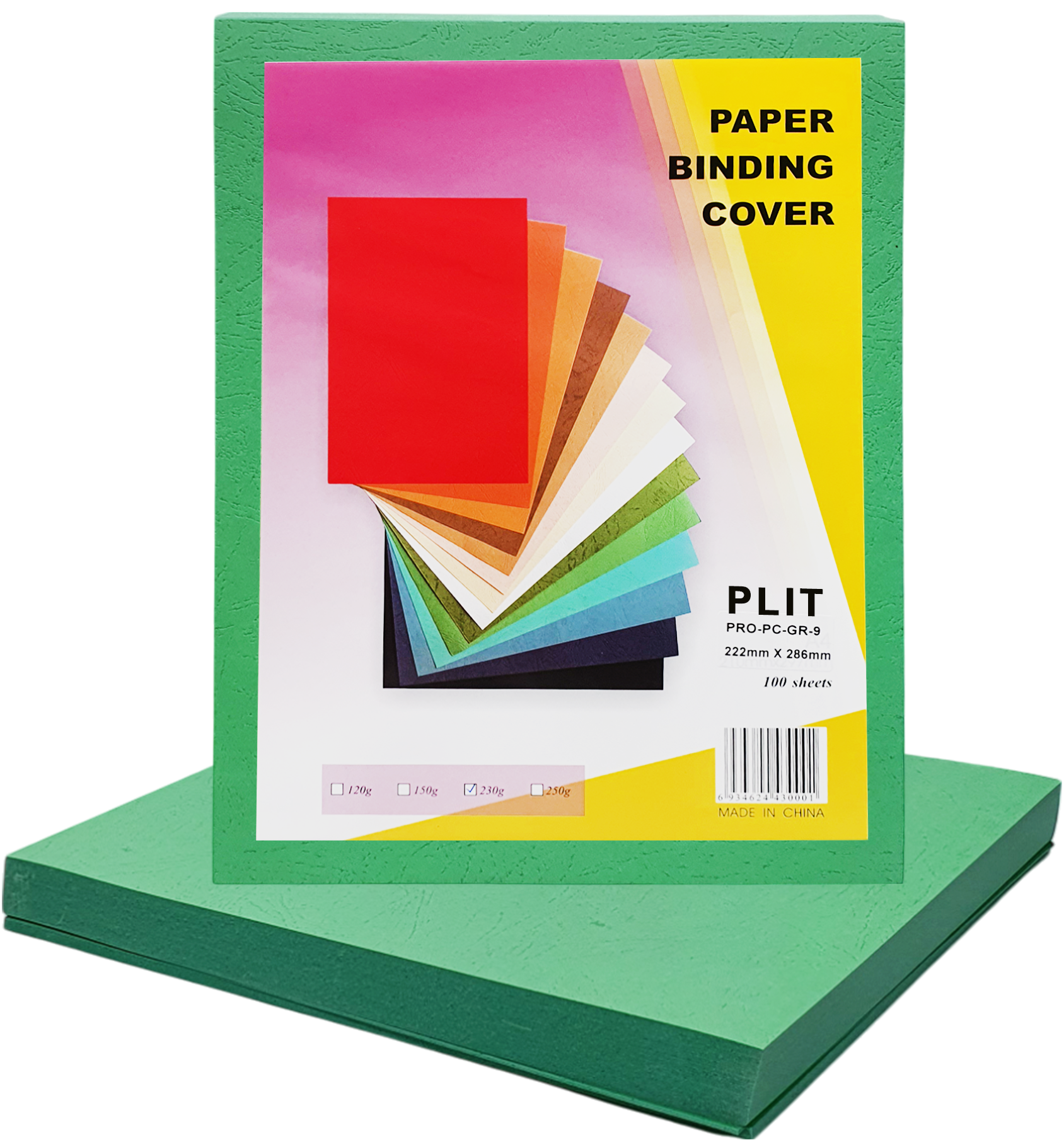 Cubierta de Cartón para Encuadernar, Verde (Paper Binding Cover), 100 pcs