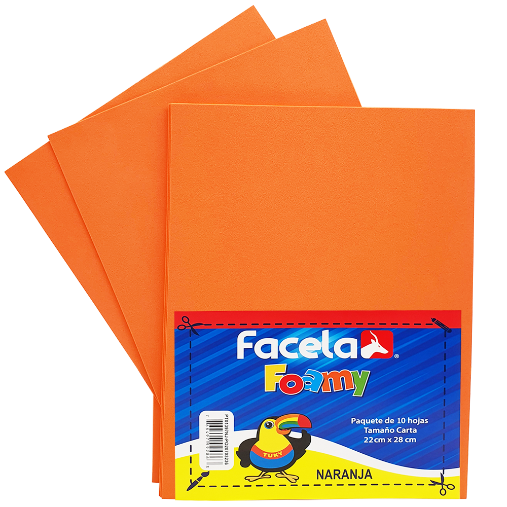 Foamy Liso 9" x 12", Color Naranja, 10 Hojas