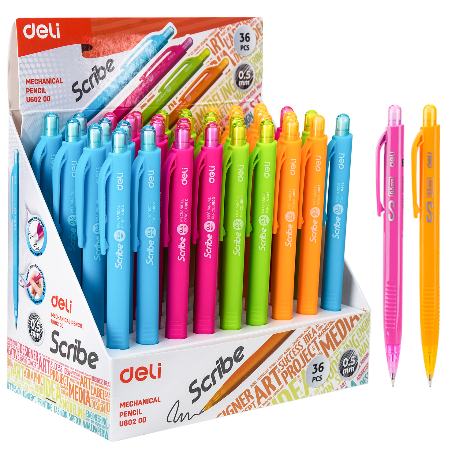 Porta Mina 0.5 mm  de Colores Neon - Deli Scribe U60200