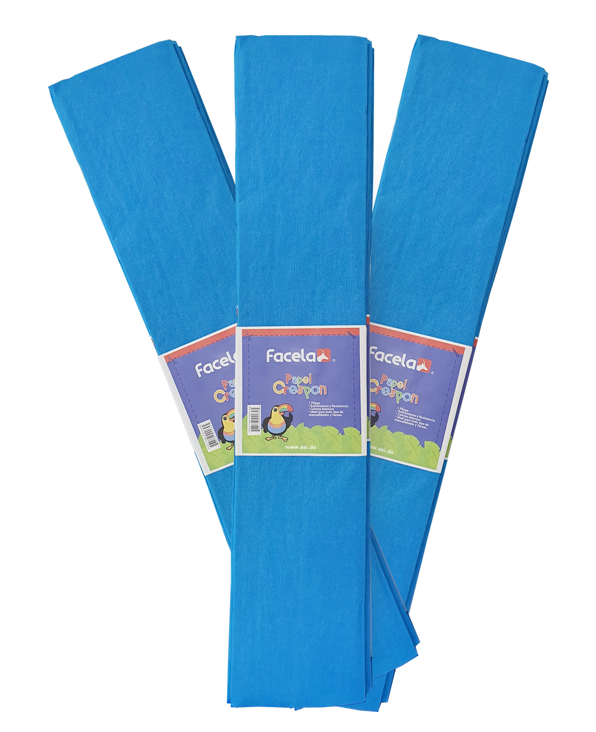 Papel Crepé Azul Neon, 150 cm - 10 pcs