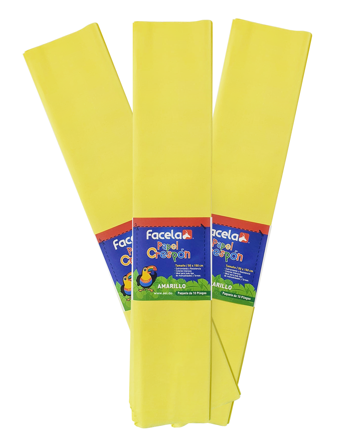 Papel Crepé Amarillo, 150 cm - 10 pcs