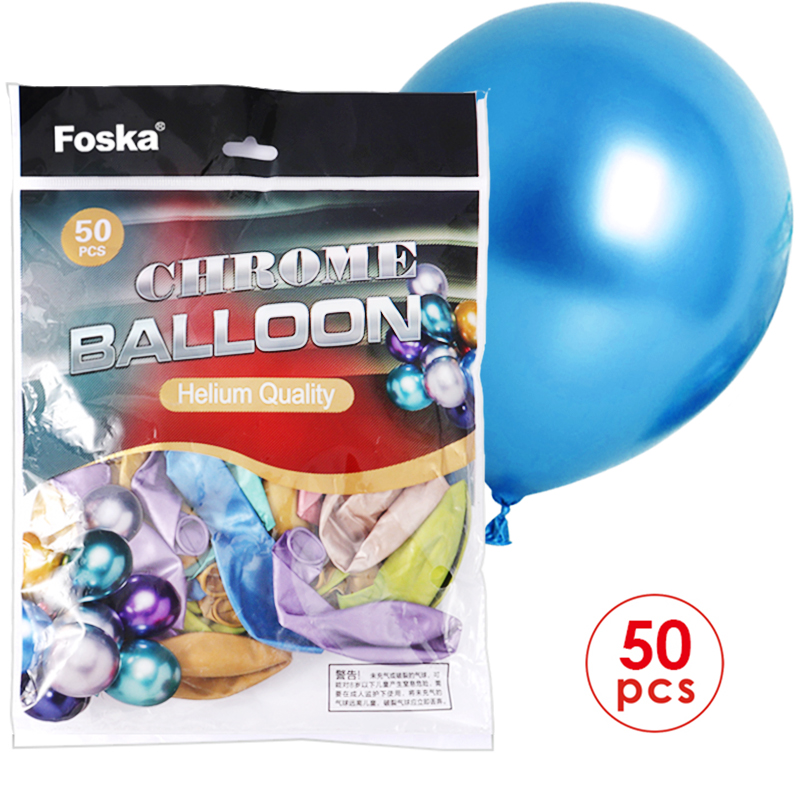 Vejiga Party Balloons #12 Metálico Cromado para Globos de cumpleaños, eventos y decoraciones, 50 Vejigas 