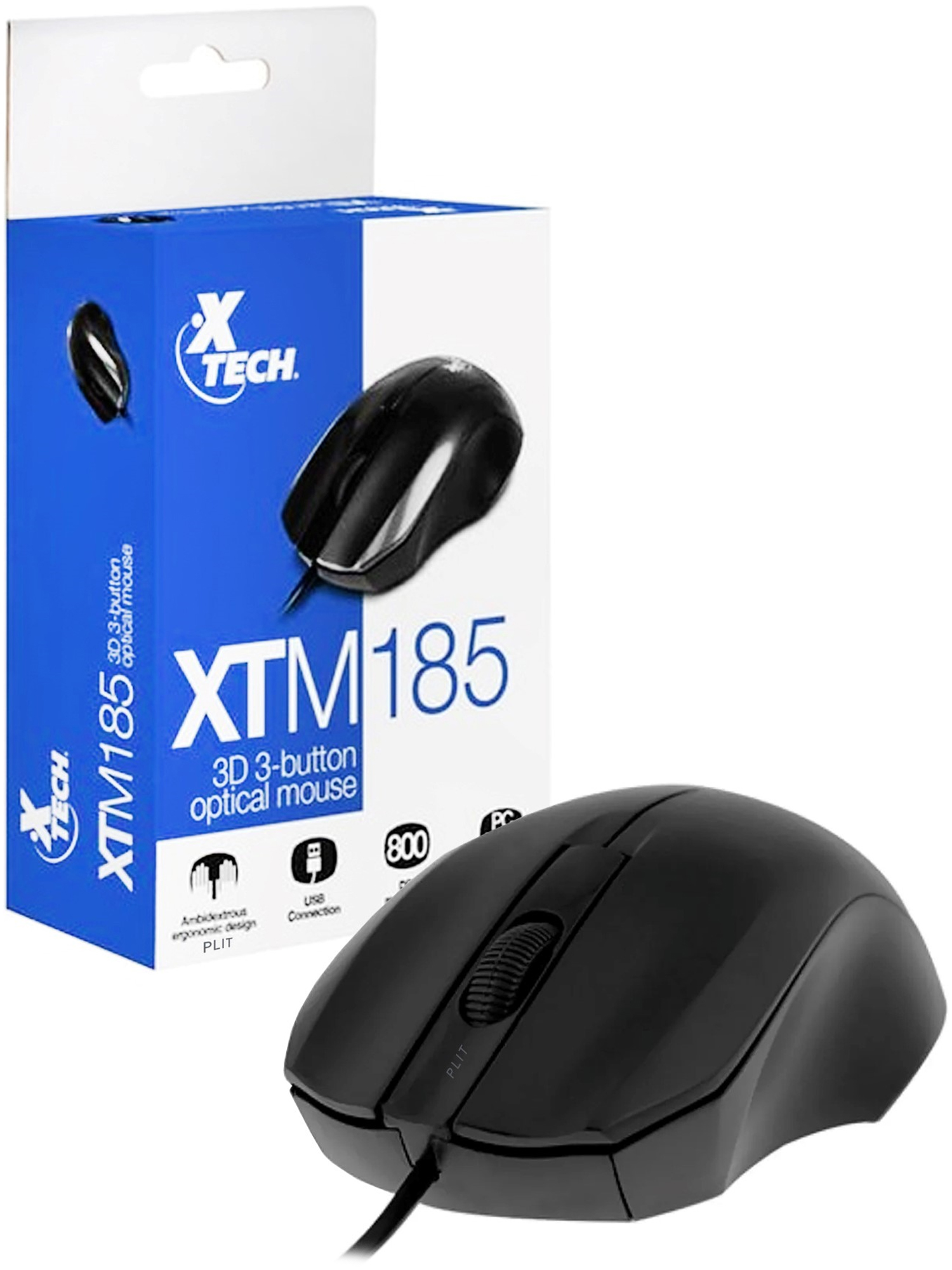 Mouse Óptico USB, 800 DPI - Xtech XTM185