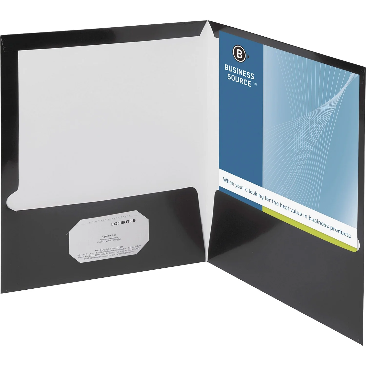 Folders Satinado con Bolsillos, Negro - Business Source BSN-44425