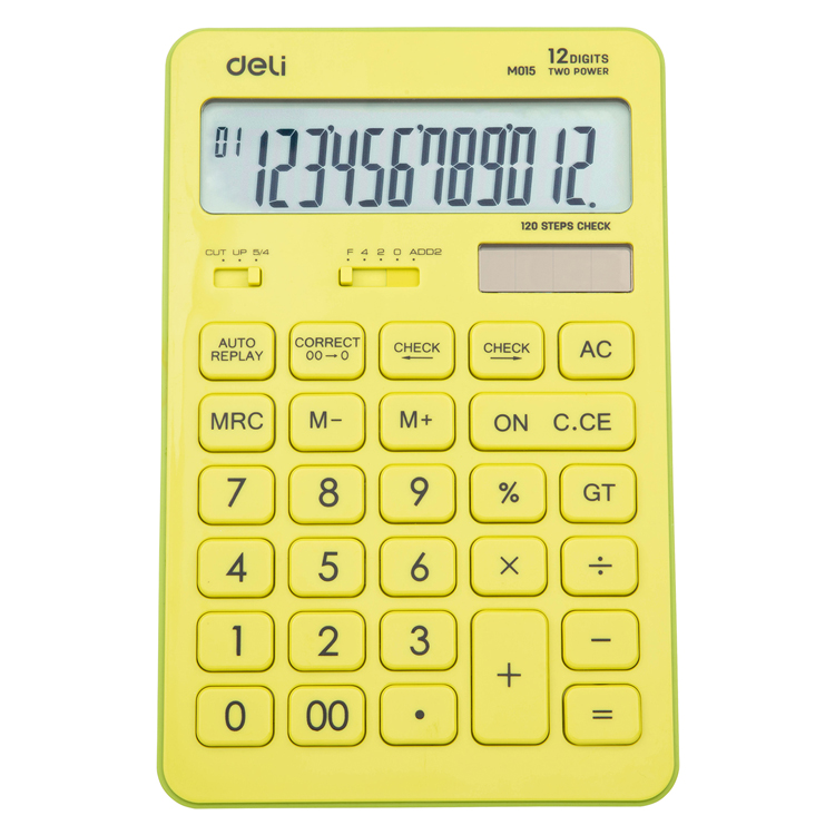 Calculadora Amarillo Lima, 12 Dígitos - Deli Touch