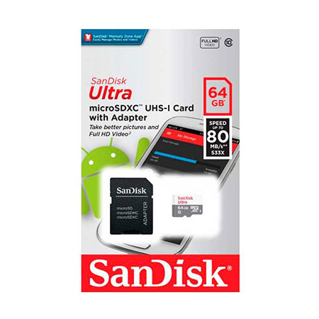 Memoria MicroSD 64GB SanDisk Ultra