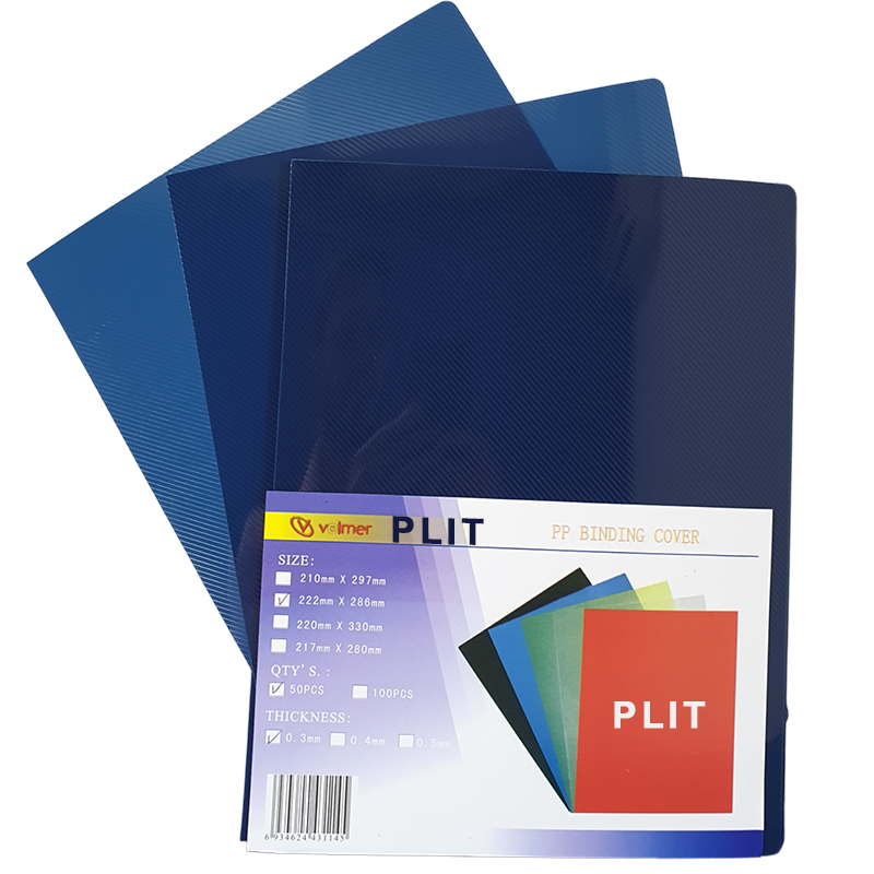 Cubierta para Encuadernar Plástica, Azul Marino, Transparente, 50 pcs
