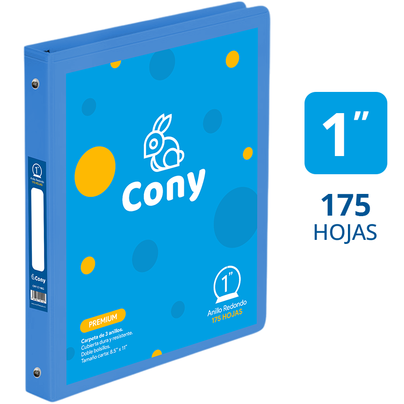 Carpeta Cony 1" con Cover, Azul Claro