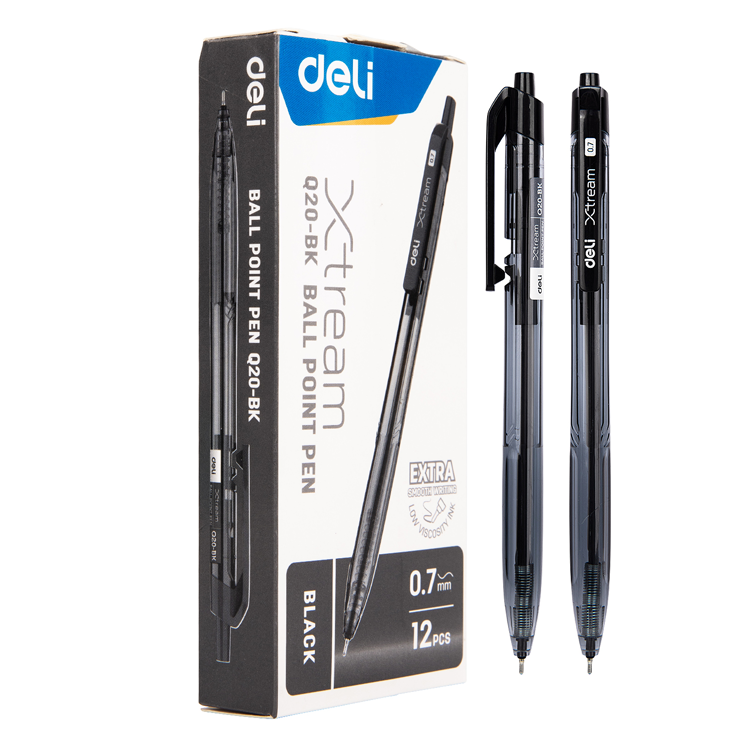 Bolígrafo Retráctil 0.7mm, Negro - Deli Xtream Ball Point Pen 
