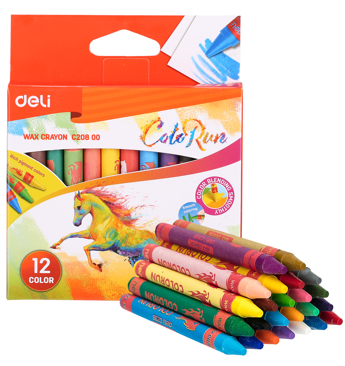 Crayones Finos para Colorear 12 pcs -  Deli Color Run C20800