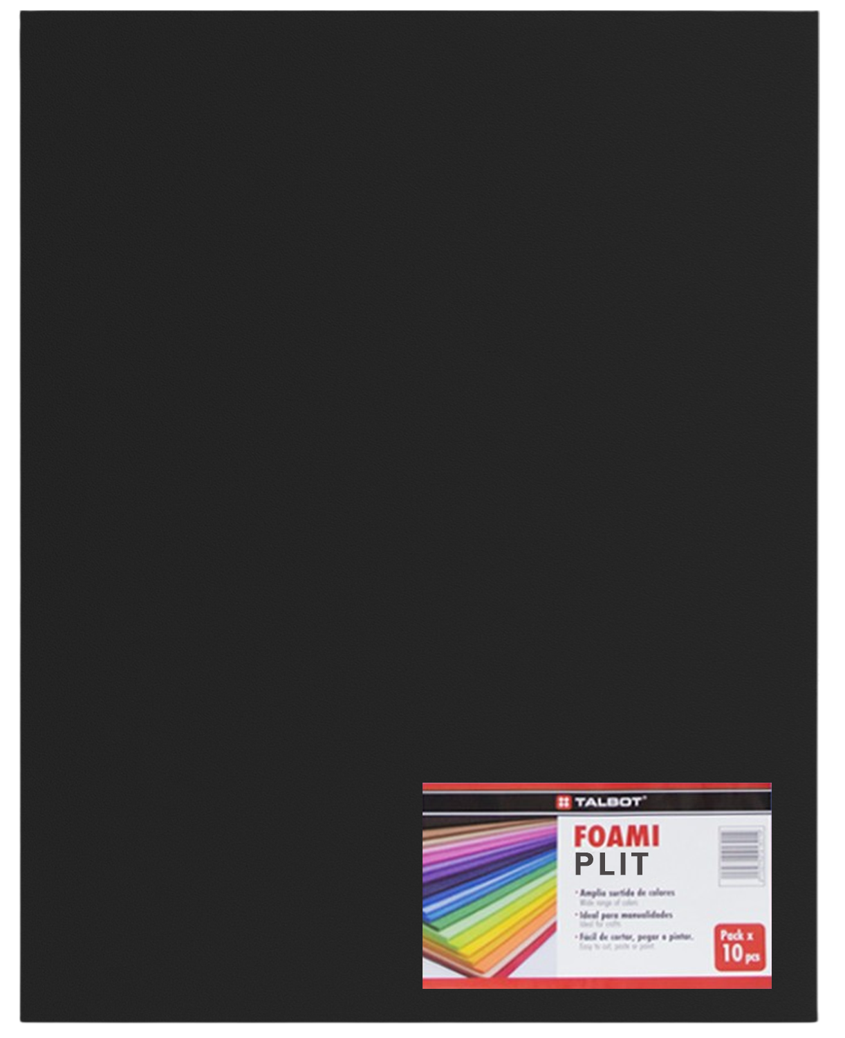 Cartulina Foami Liso 20" x 28" Negro, 10 pcs