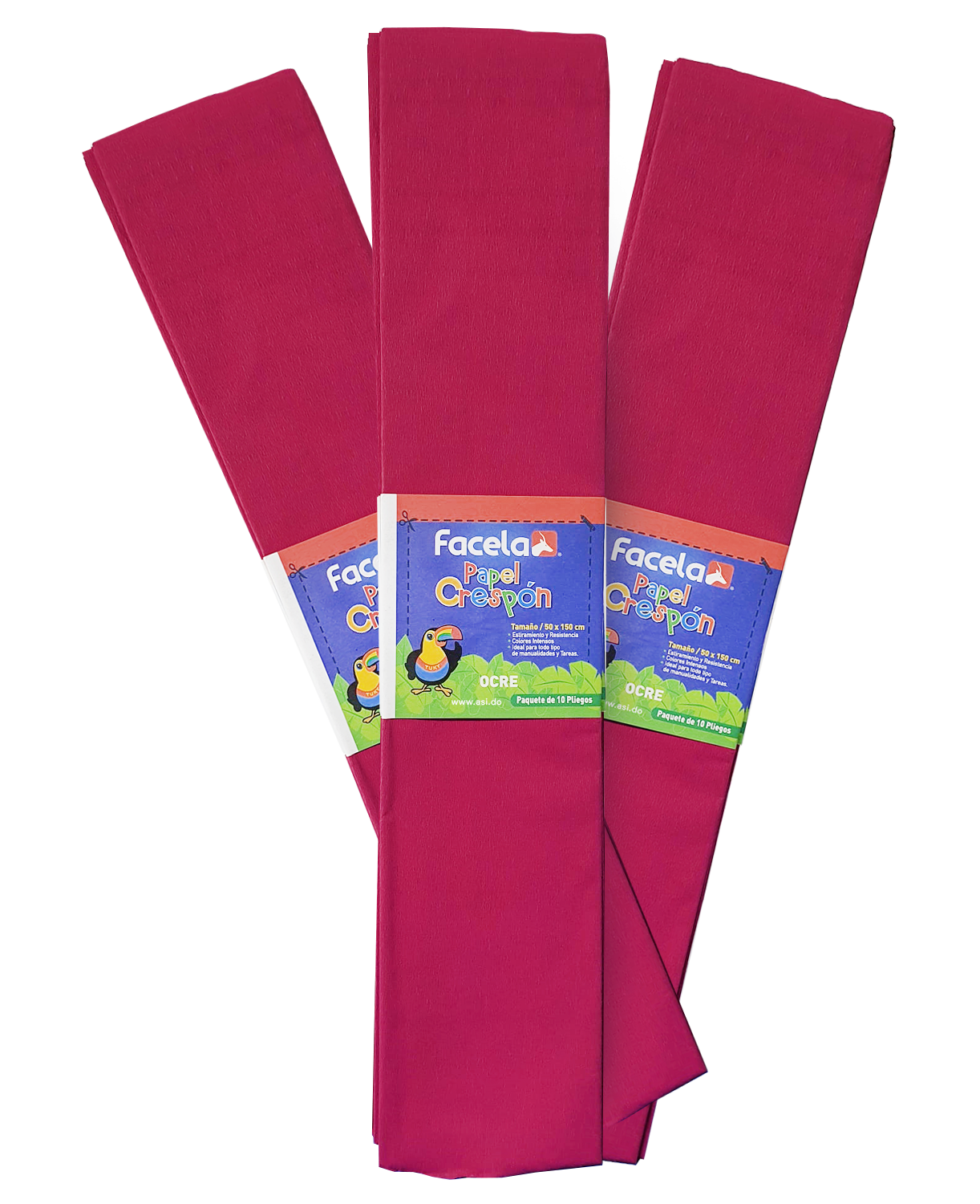 Papel Crepé Rojo Vino, 150 cm - 10 pcs