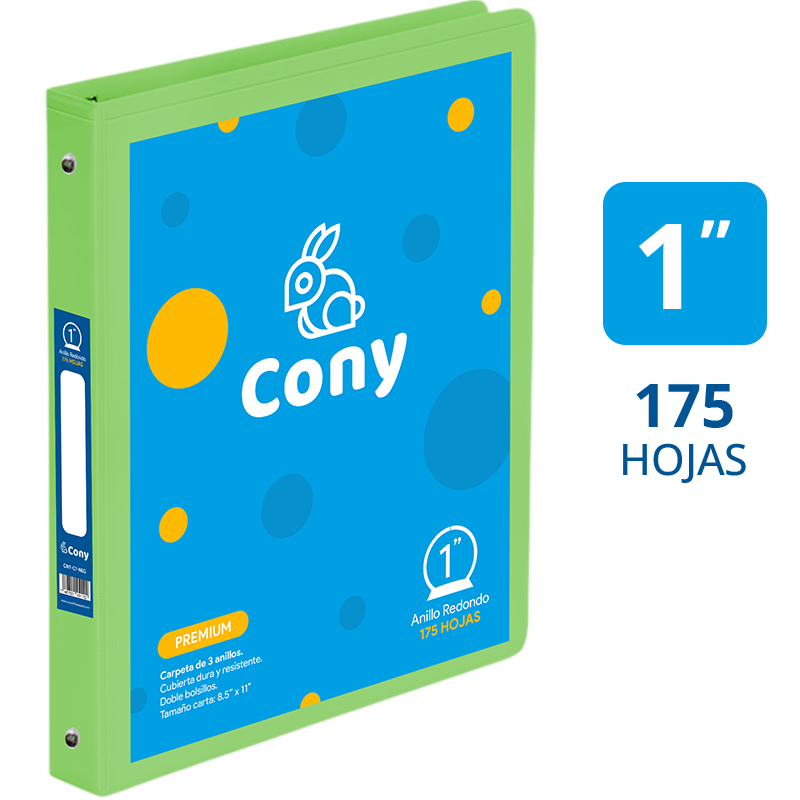 Carpeta Cony 1" con Cover, Verde Manzana